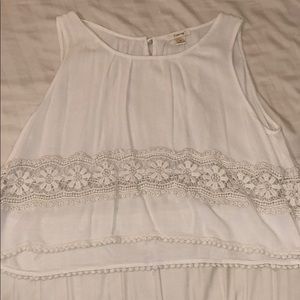 White flowy crop top with lace design